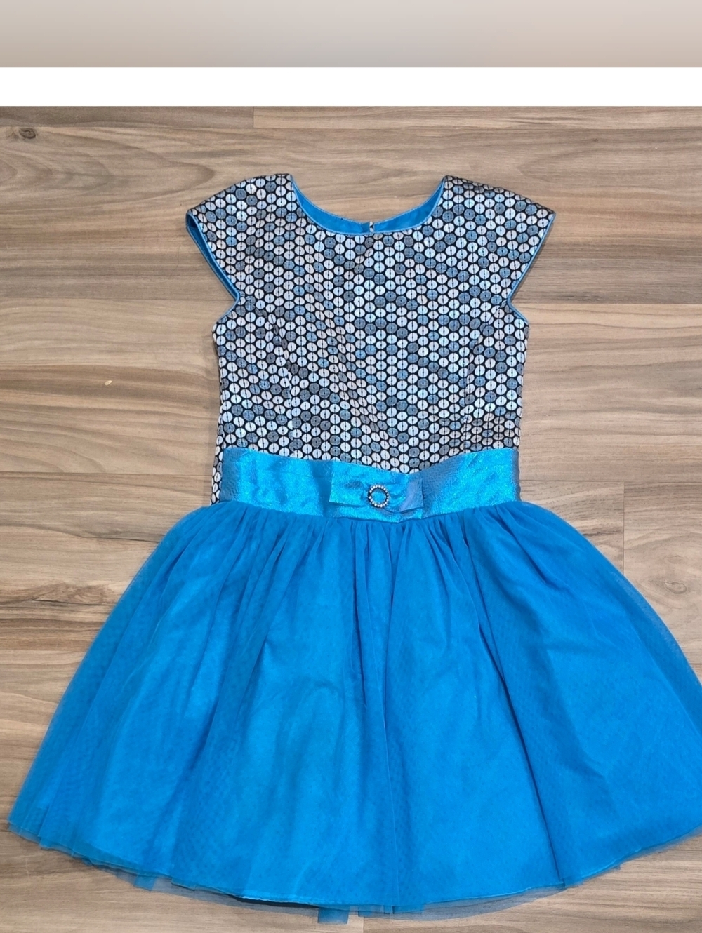 Jona Michelle Girls Sparkly Tulle Party Dress Size 8 Blue Sleeveless Formal